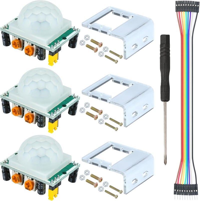 MTDELE 3 Pcs HC-SR501 PIR Motion Sensor Miniature Human Infrared Sensing Module Compatible with for Raspberry Pi Arduino Sensors - Image 1